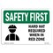 Signmission OSHA Sign, Hard Hat Required When In Red Zone, 10in X 7in Rigid Plastic, 10" W, 7" H, Landscape OS-SF-P-710-L-10636 - alternate 1